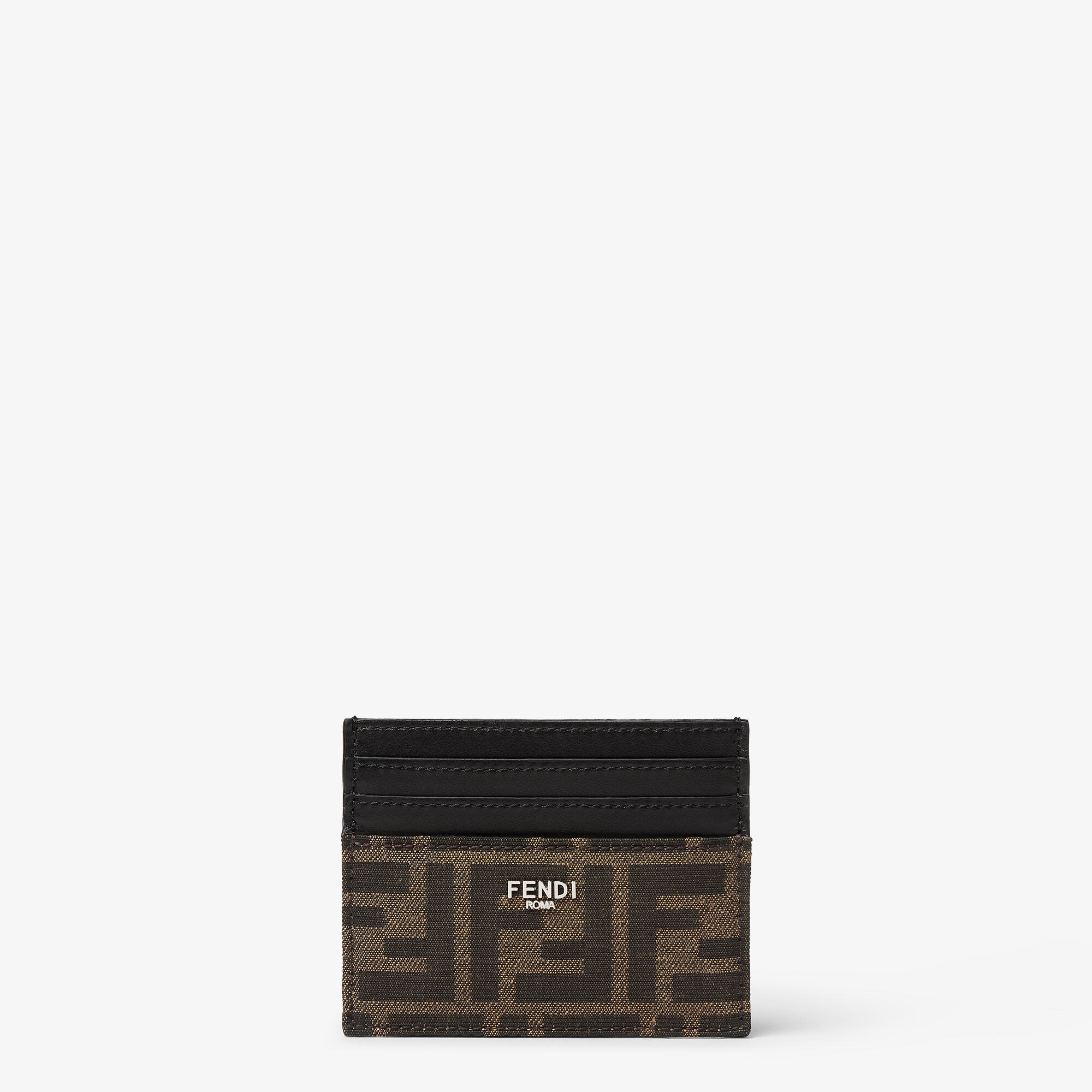 FF Jacquard Card Holder Leather Brown | Fendi