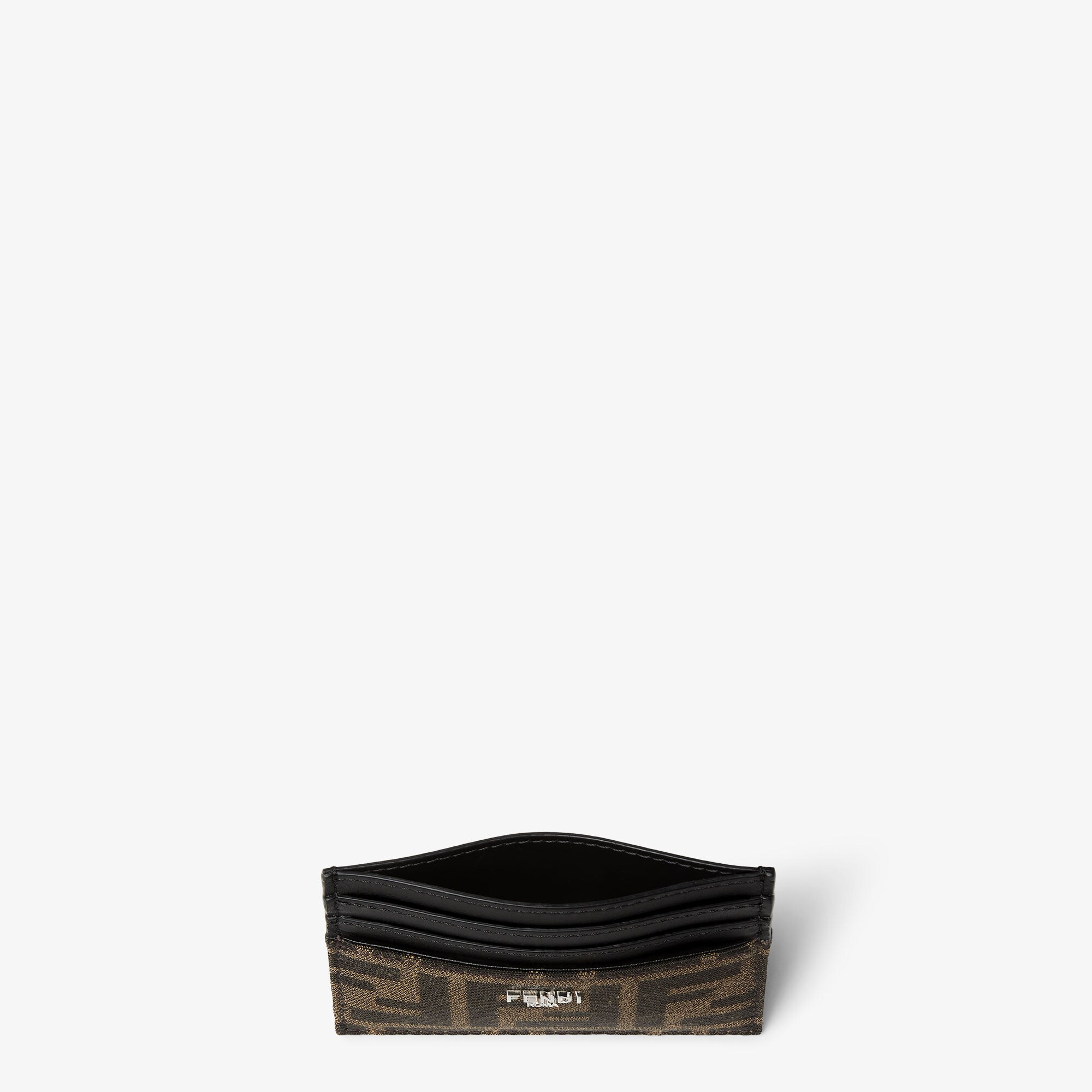 FF Jacquard Card Holder Leather Brown | Fendi