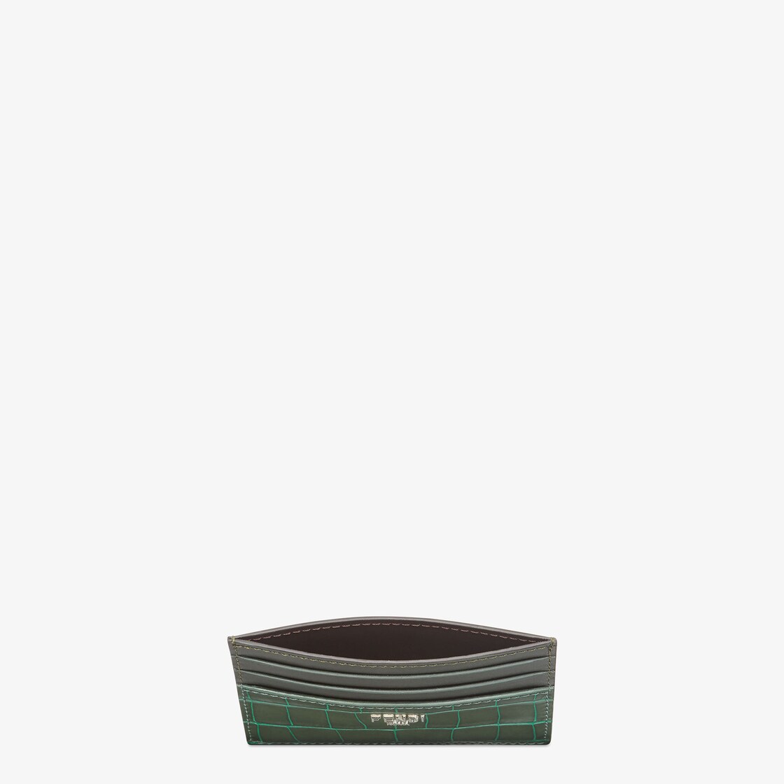 Fendi Men's Leather and FF Fabric Card Holder Brown main image 1