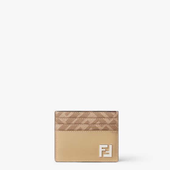 Fendi Ff Squared Card Holder In Sand