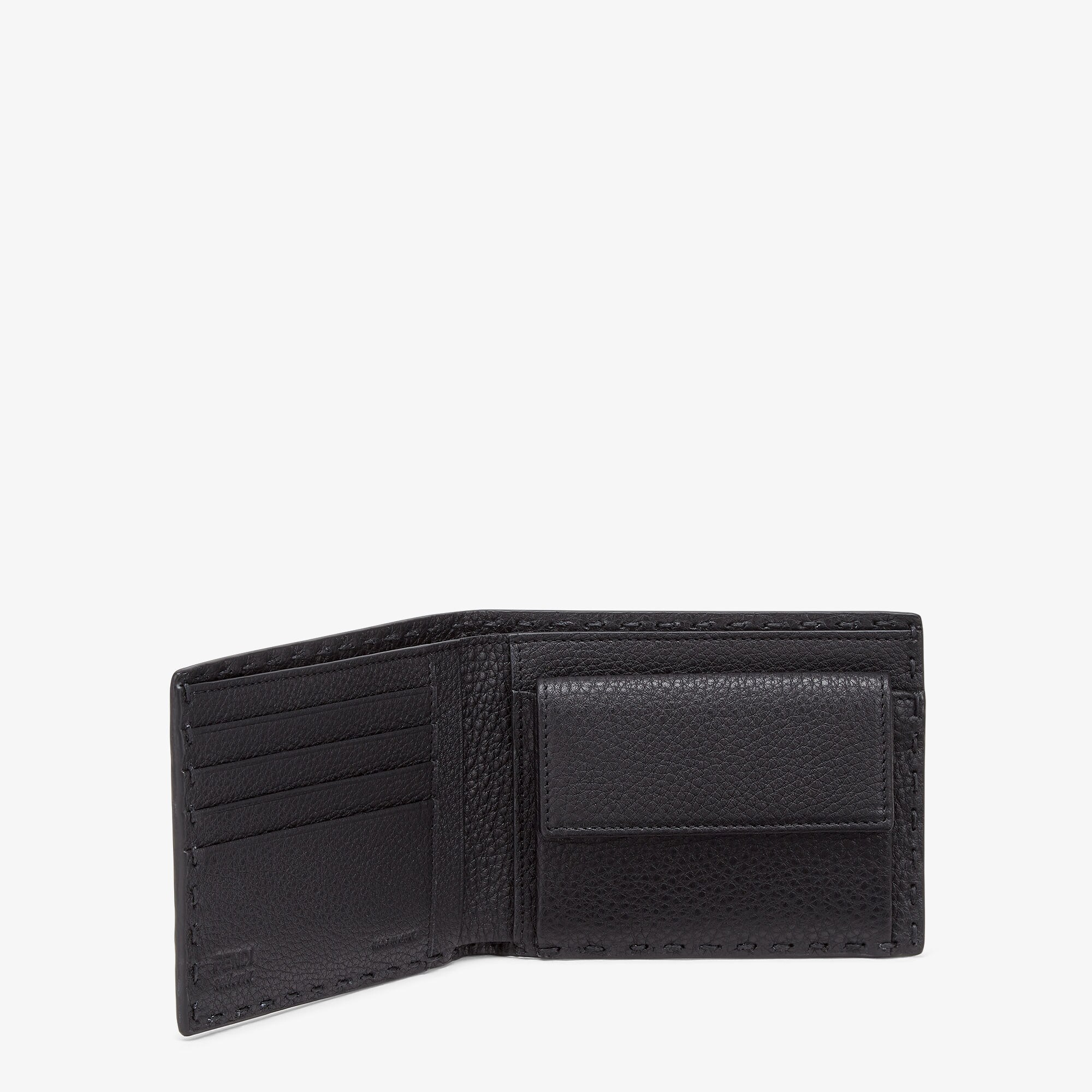 コインケース付き二つ折り財布 カーフレザー ブラック | Fendi コインケース付き二つ折り財布 カーフレザー ブラック | Fendi