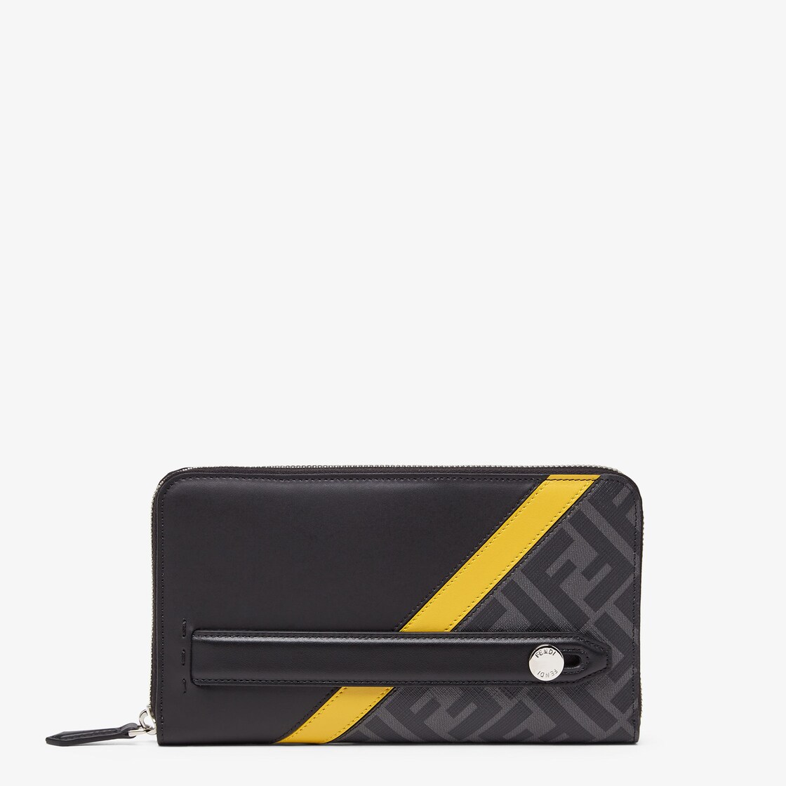 新作【FENDI】カードケース、ファブリック、ブラック/イエロー