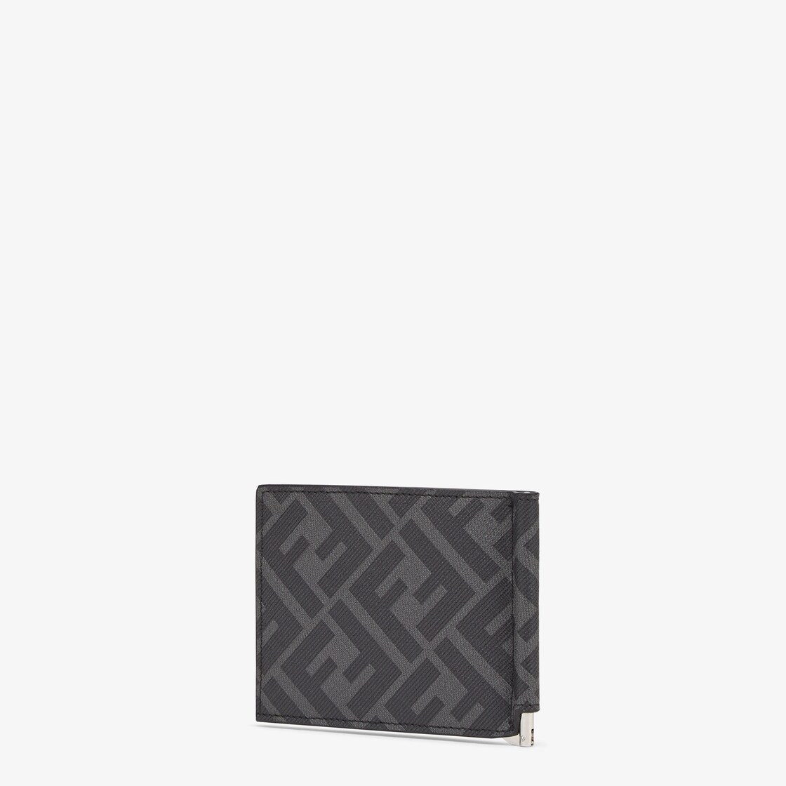 Fendi - FF Black Leather Money Clip Card Holder