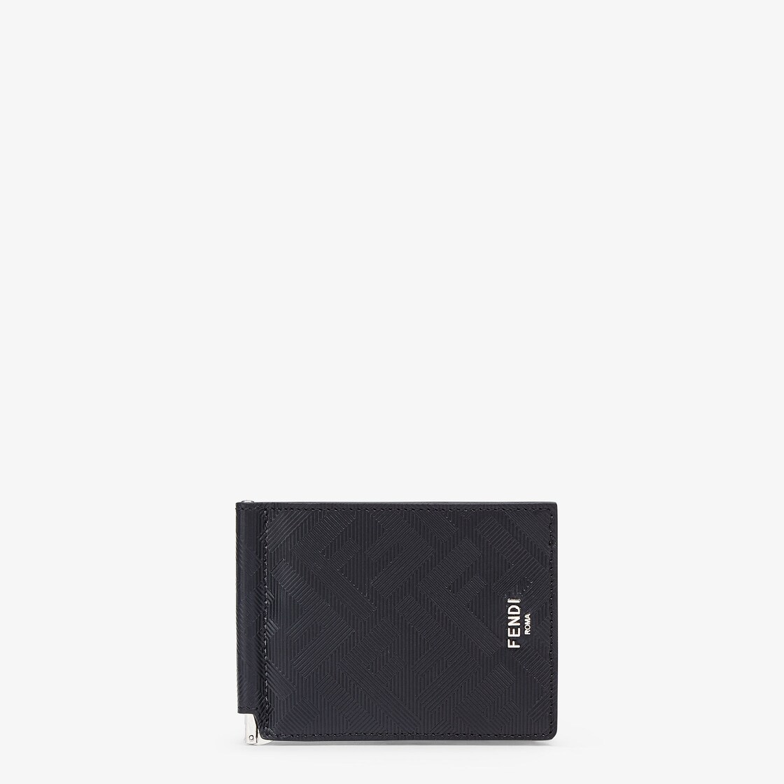 Fendi - FF Black Leather Money Clip Card Holder