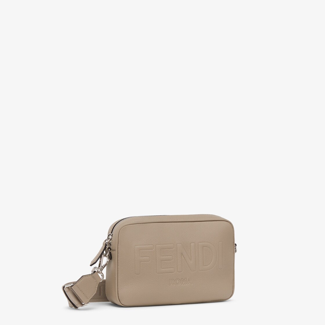 Fendi Compact Camera Case In ROMA Logo FF Motif Fabric White