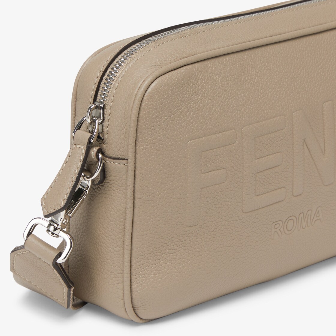 Fendi Compact Camera Case In ROMA Logo FF Motif Fabric White