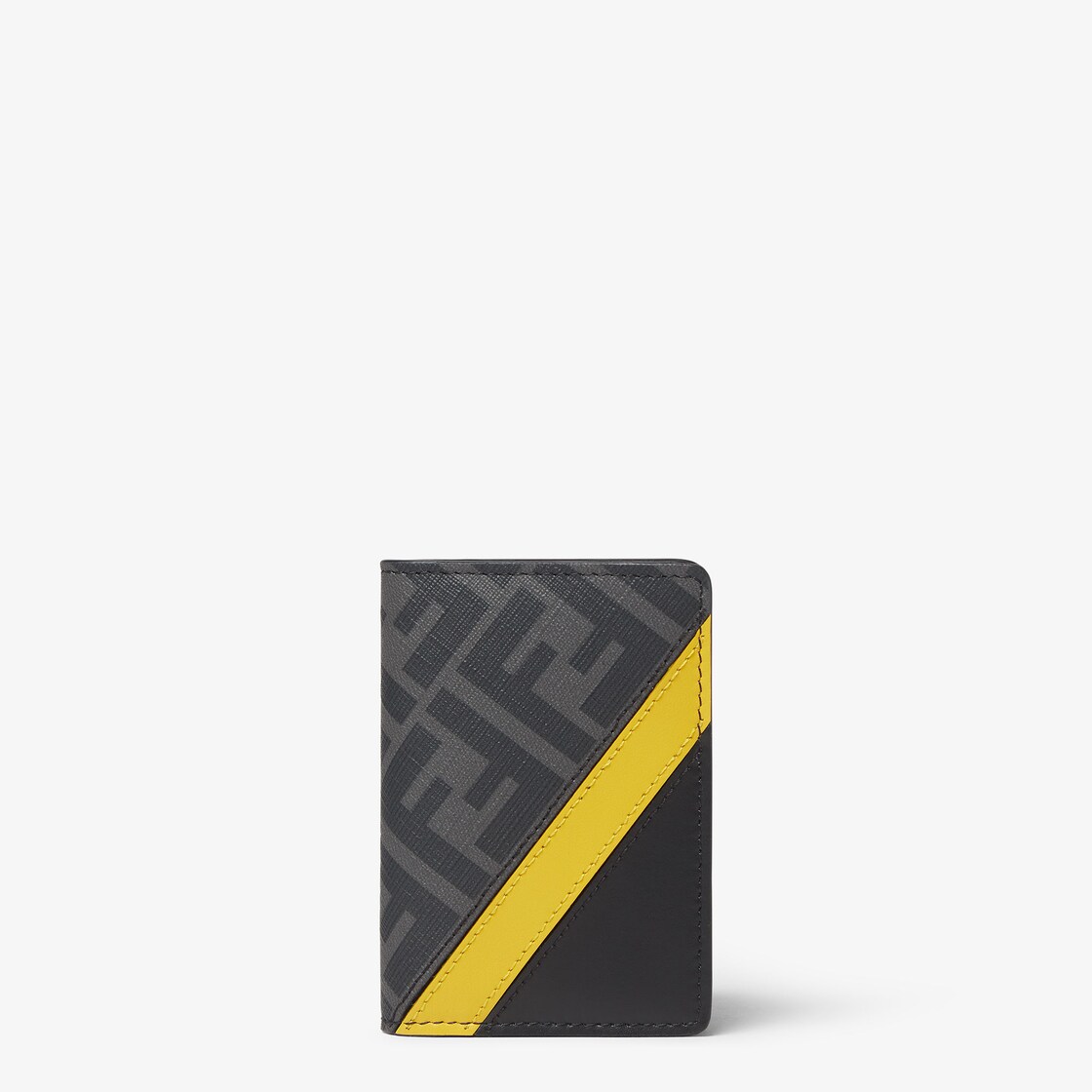 Fendi Diagonal Card Holder - Grey fabric card holder | Fendi