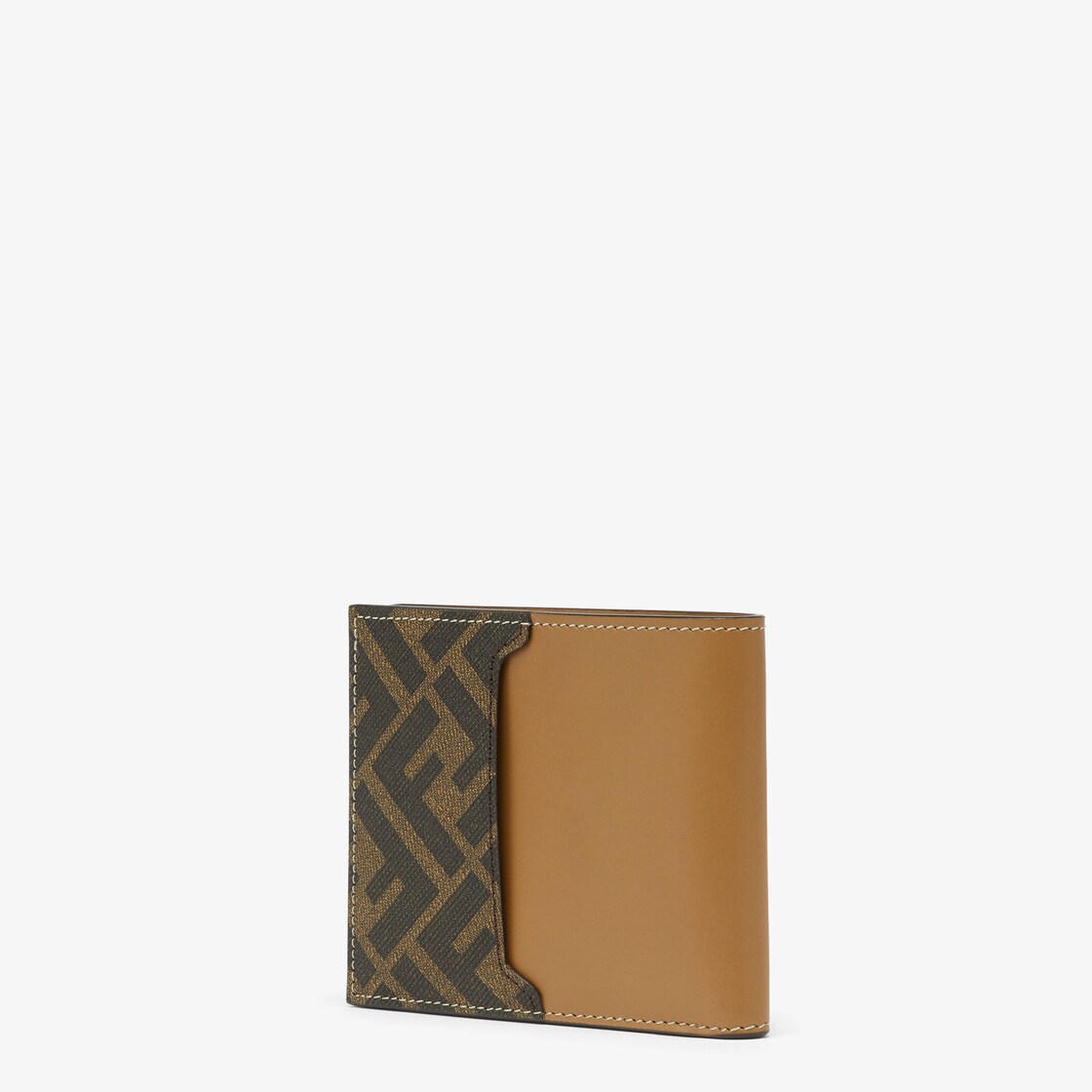 FF Squared Bi-Fold Wallet - Beige leather compact bi-fold wallet