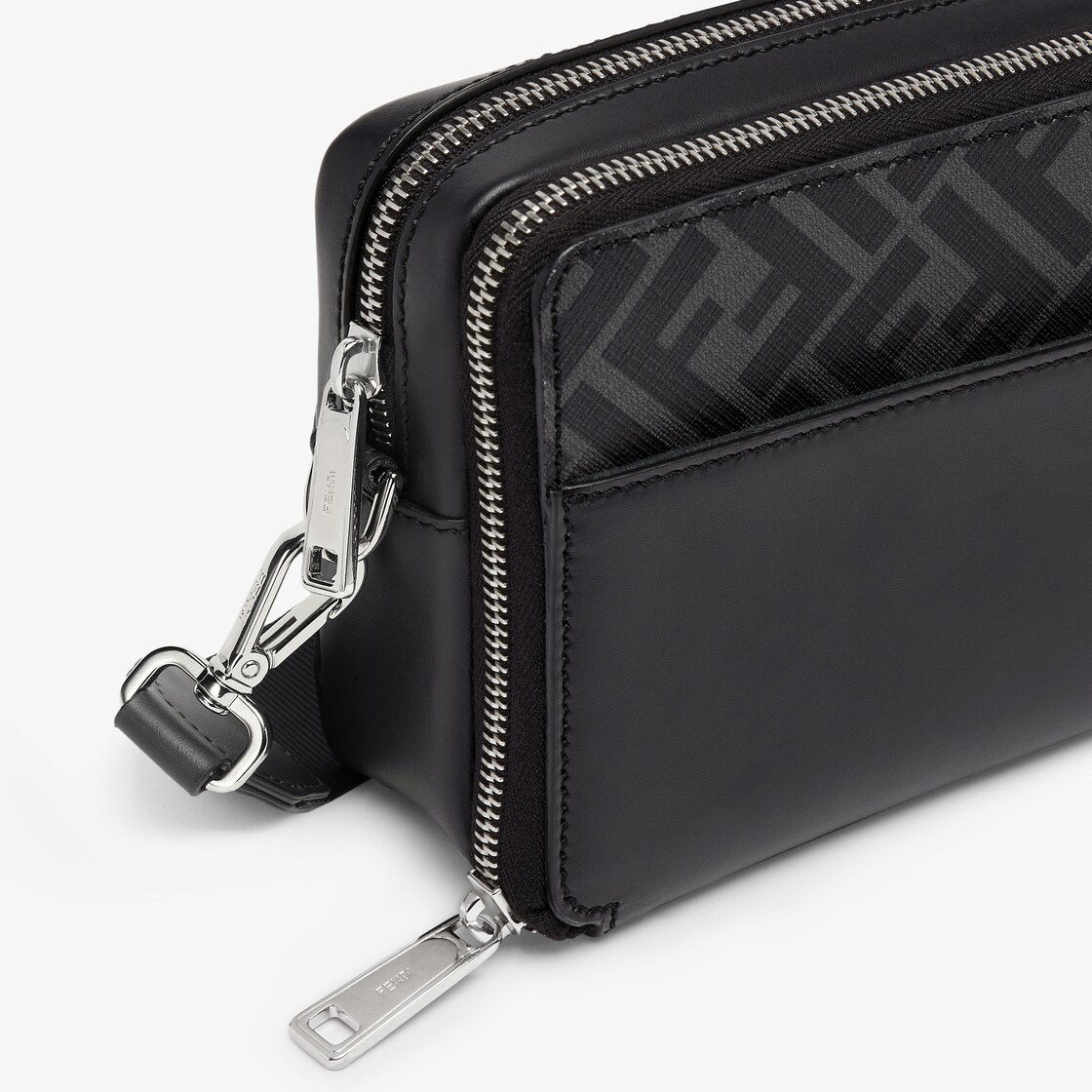 Squared FF Camera Case Organizer - Black leather and FF bag | Fendi