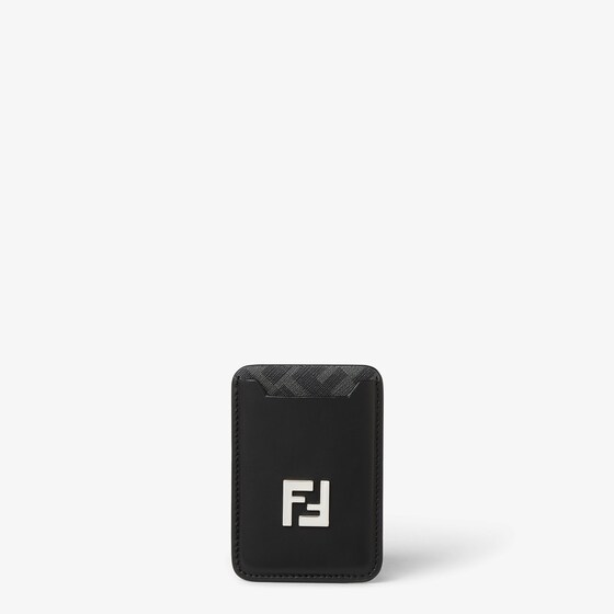 Fendi Ff Squared Magsafe Card Holder In Black