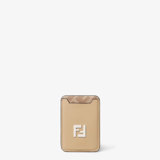 Fendi Ff Squared Magsafe Card Holder In Sand