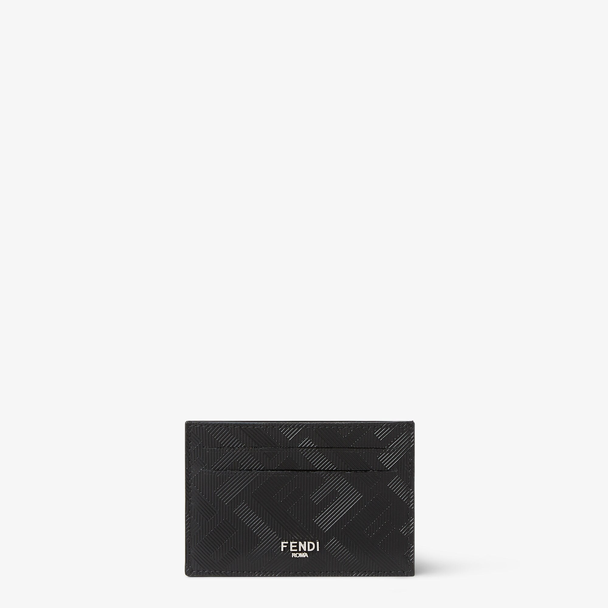 Fendi Shadow Slim Card Holder Leather Black Fendi