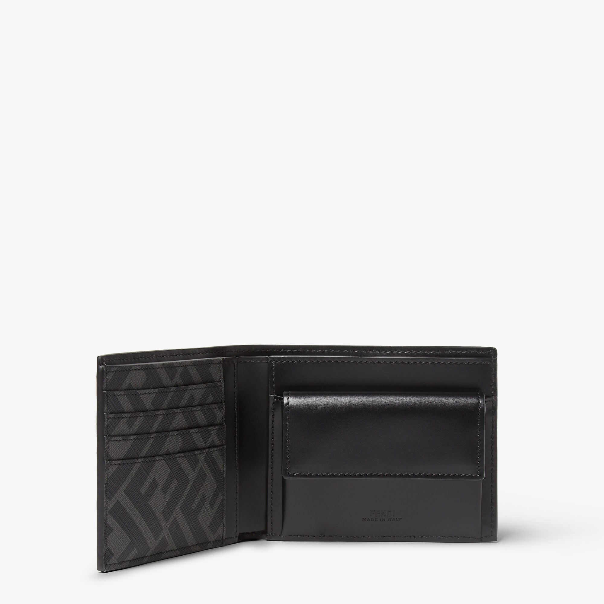 関税込【FENDI】FF スクエア 二つ折り財布 ブラック FFスクエア 二つ折り財布 レザー ブラック | Fendi