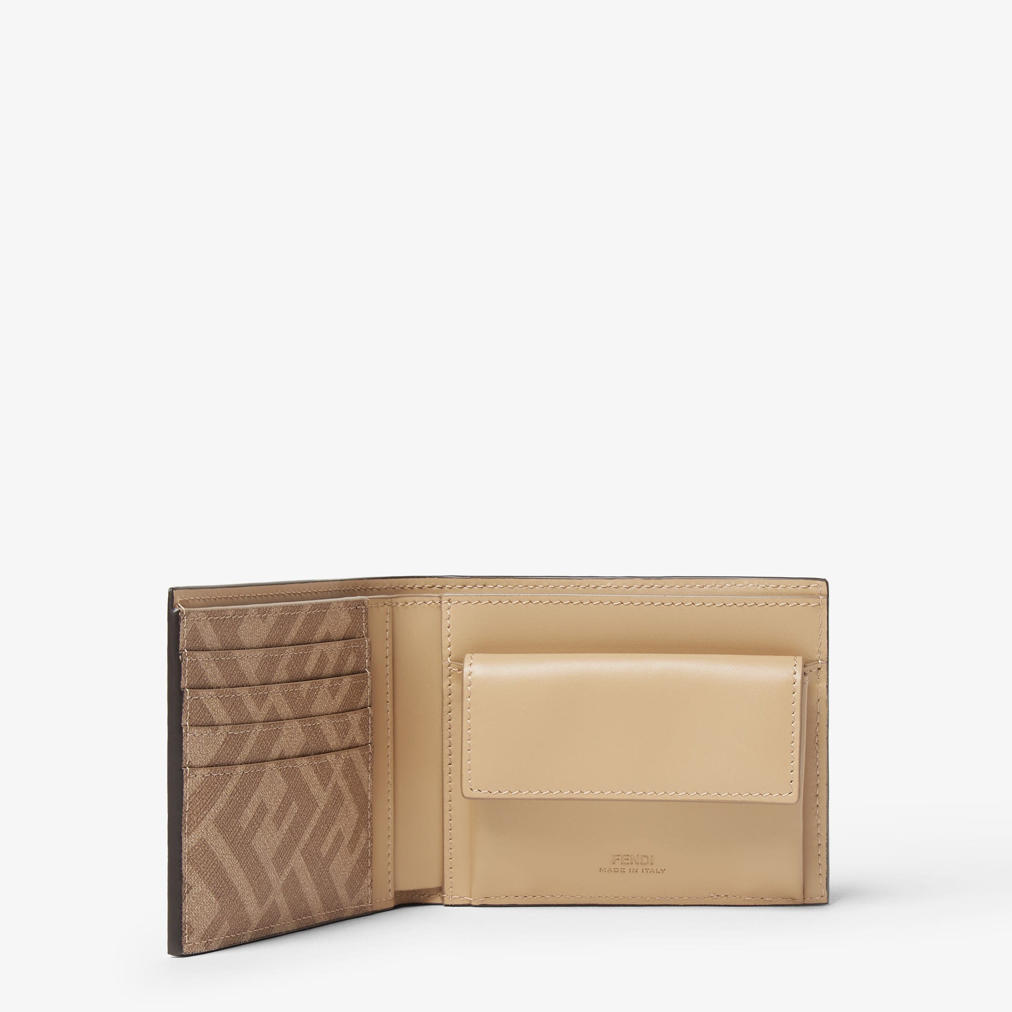 FFスクエア 二つ折り財布 レザー ベージュ | Fendi