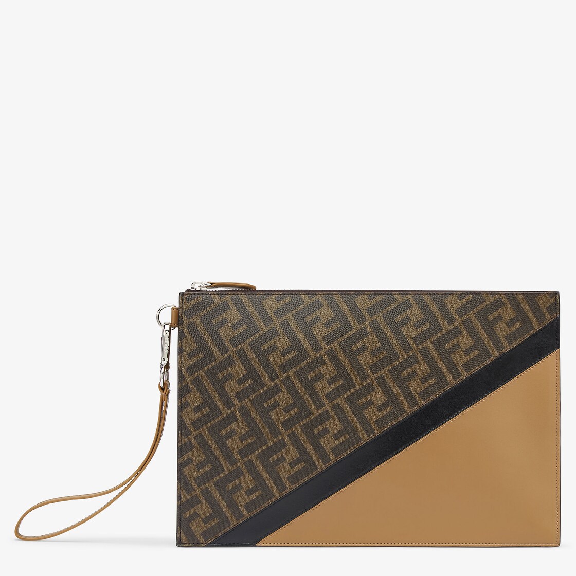 Fendi Diagonal Flat Pouch - Brown fabric bag | Fendi