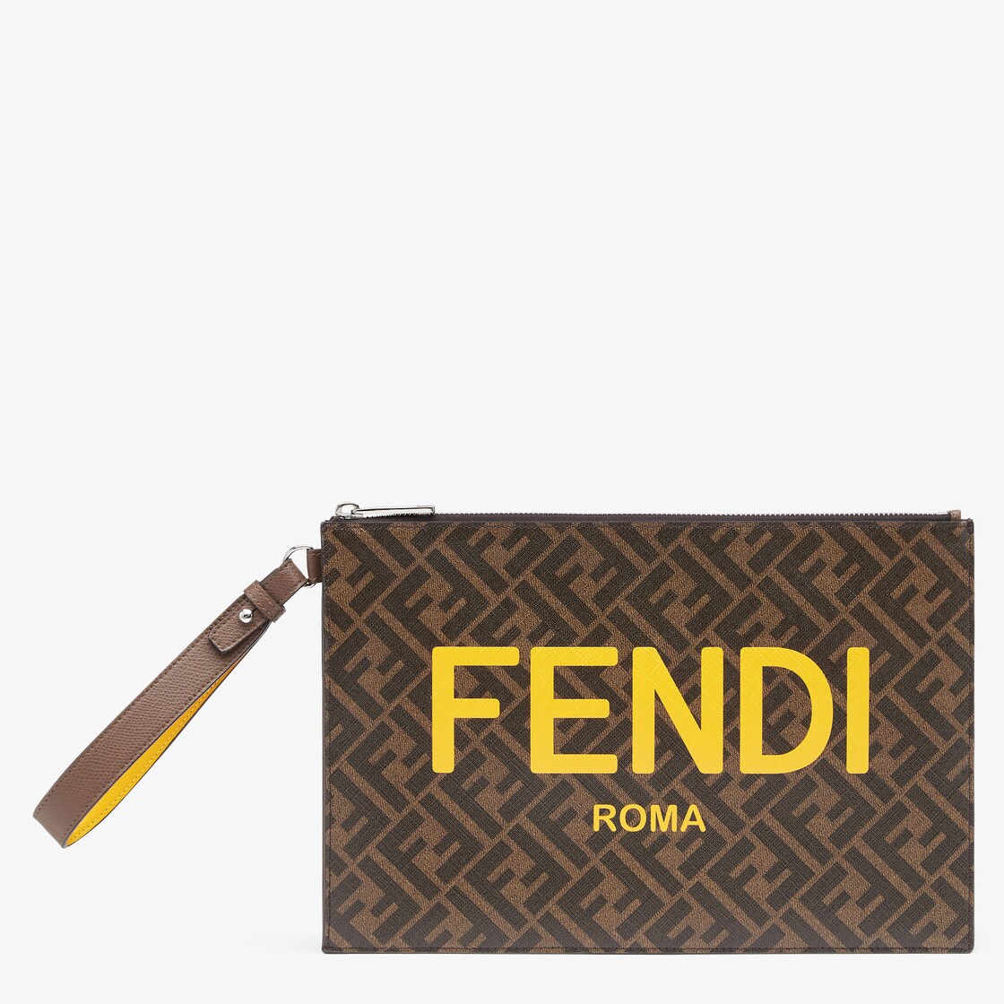 Fendi Roma Flat Pouch Large - Light grey leather pouch