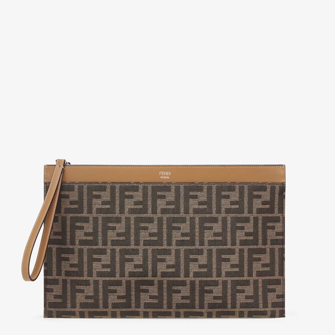 Shop FENDI Ff medium flat pouch (7N0134AFBVF1HRM) by 美hermosa