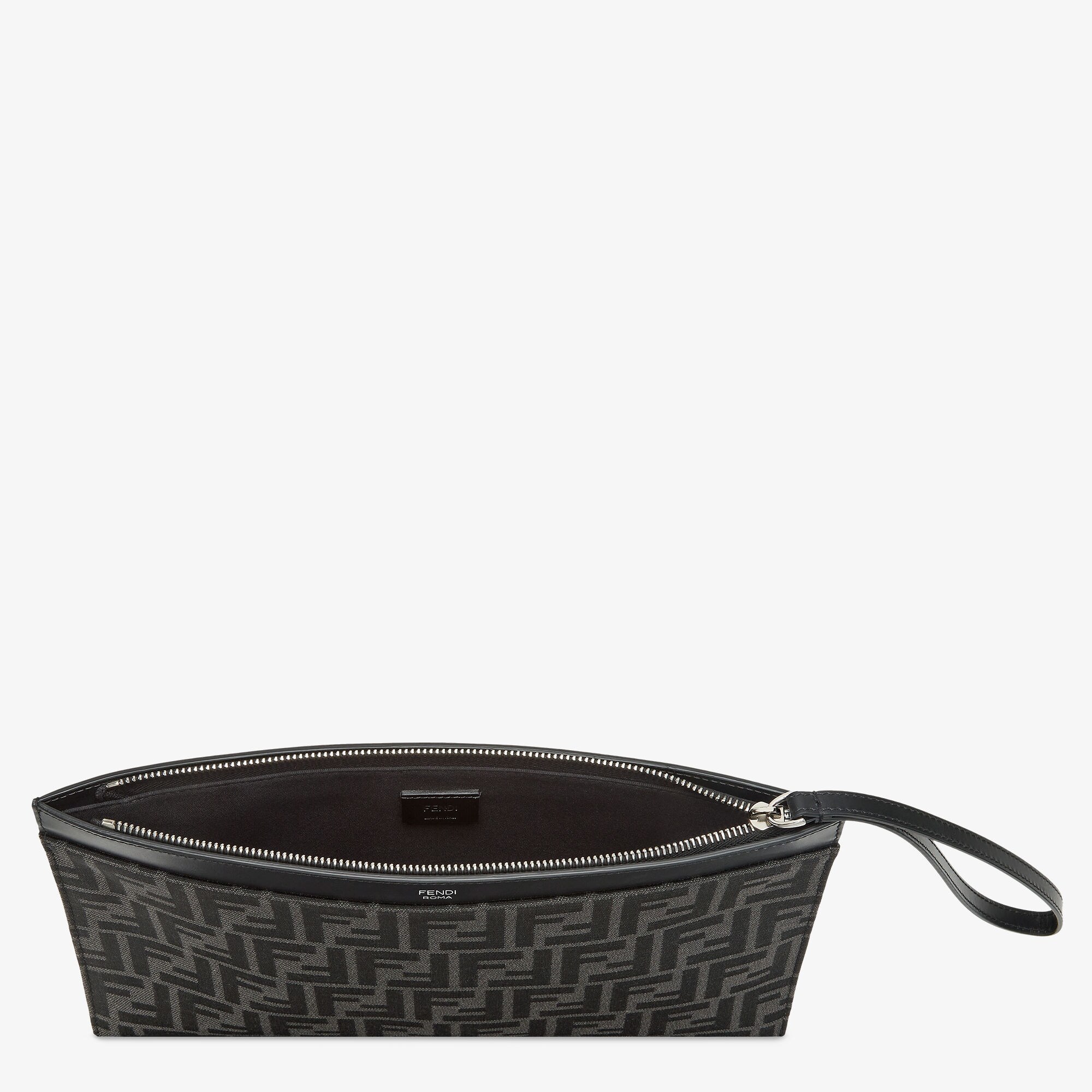 FF Jacquard Flat Pouch Medium Fabric Black Fendi