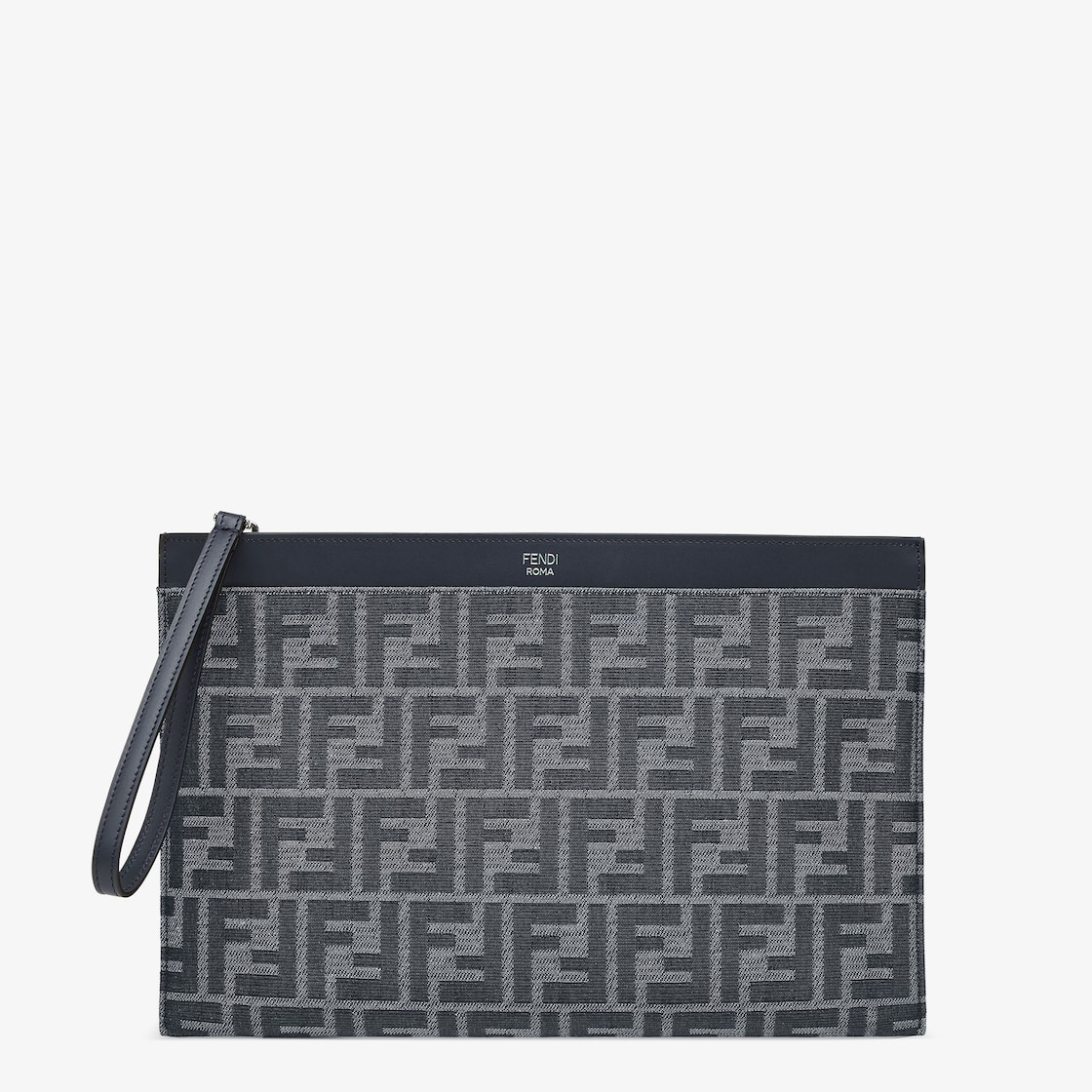 FF Jacquard Flat Pouch Medium Blue FF jacquard pouch Fendi