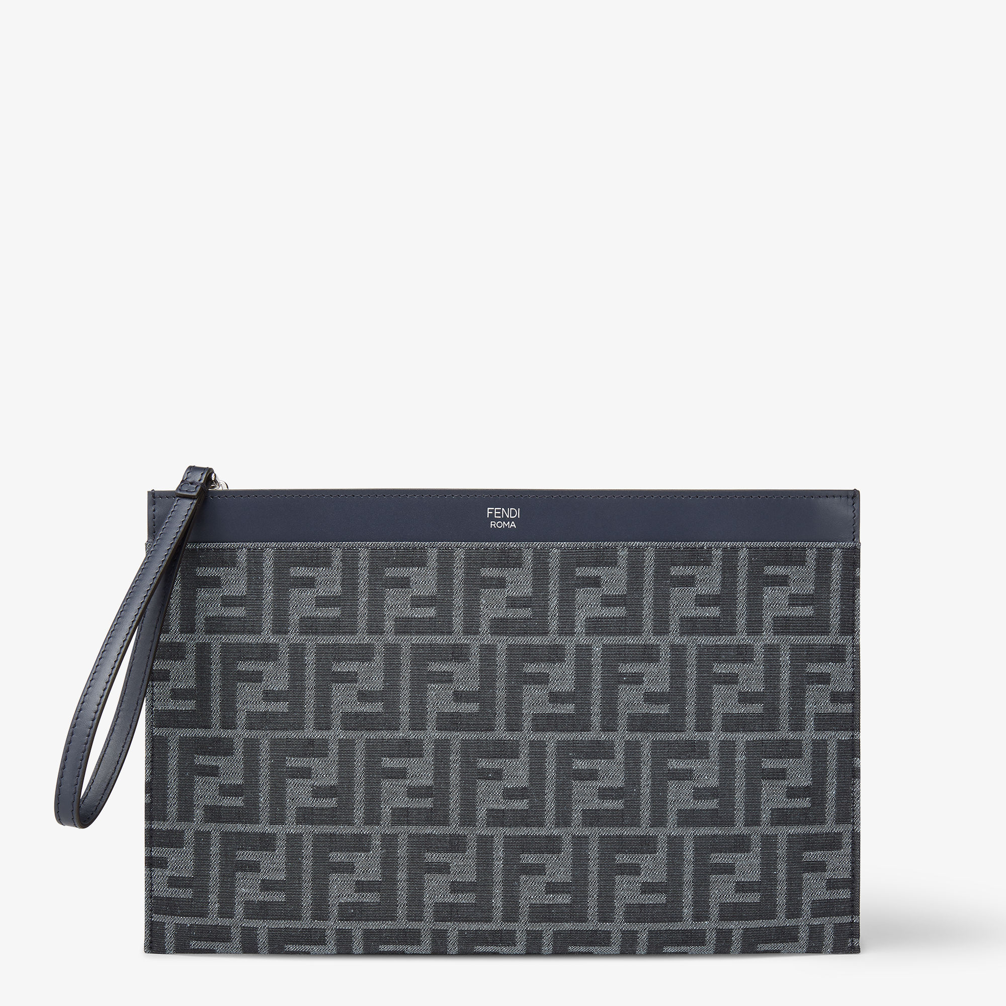 FENDI フェンディー FF Large ラージ Flat Pouch フラットポーチ Large Flat FF Pouch Fabric Brown | Fendi