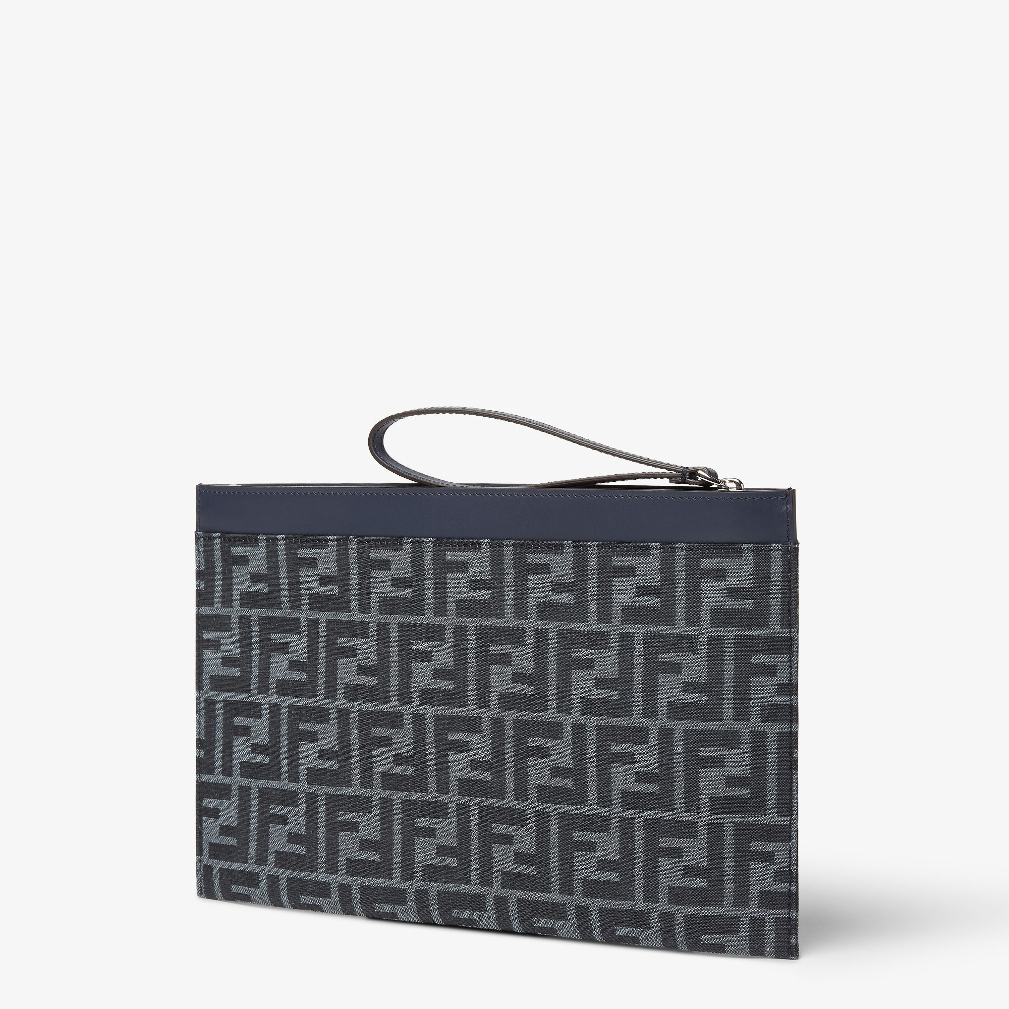 FF Jacquard Flat Pouch Medium Fabric Blue | Fendi