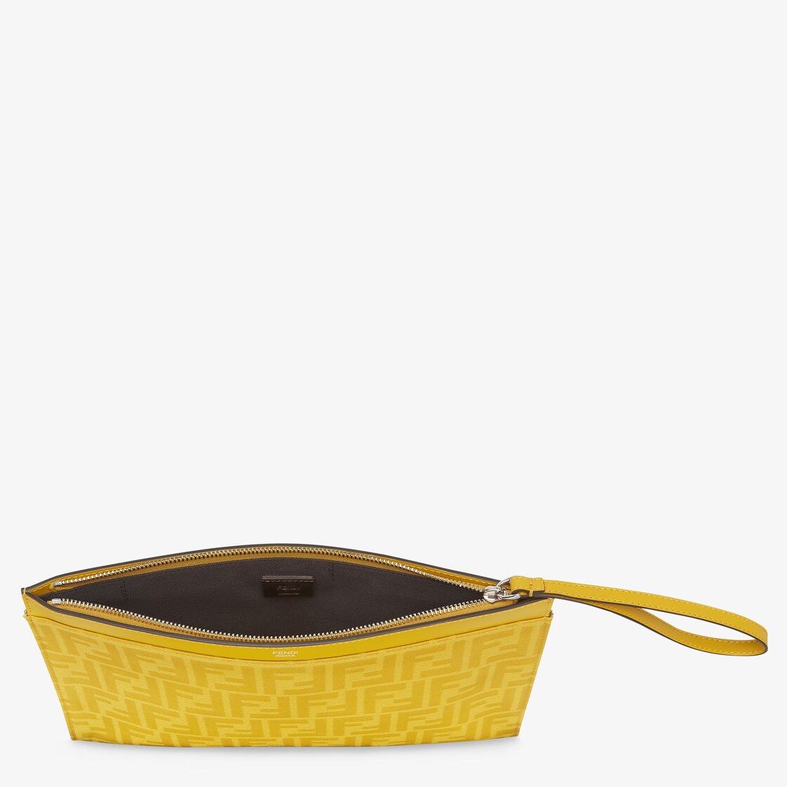 FF Jacquard Flat Pouch Medium Fabric Yellow Fendi