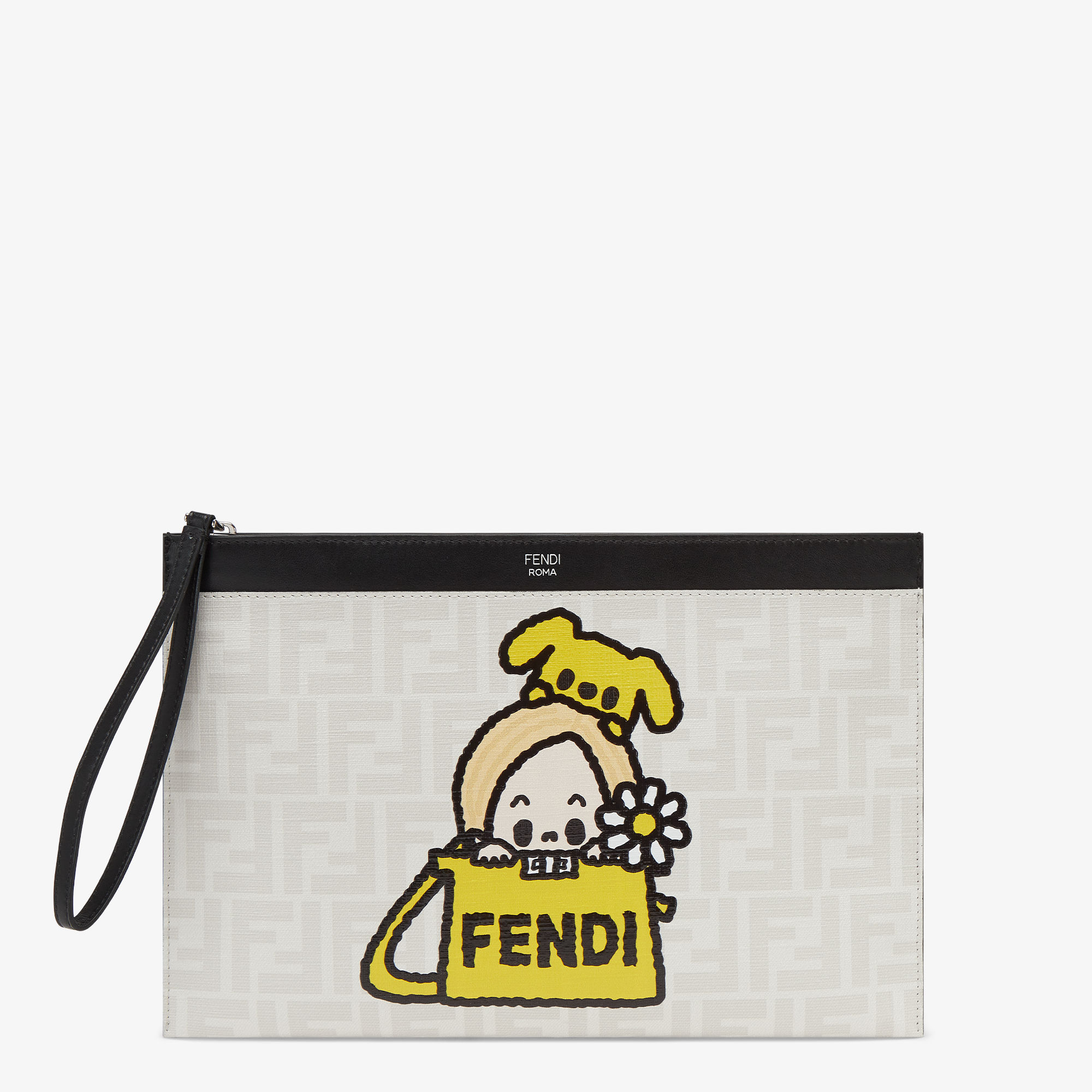 【おしゃれな一品】FENDI Silvia and The Baguette ポーチ Silvia And The Baguette Medium Flat Pouch Fabric Multicolour