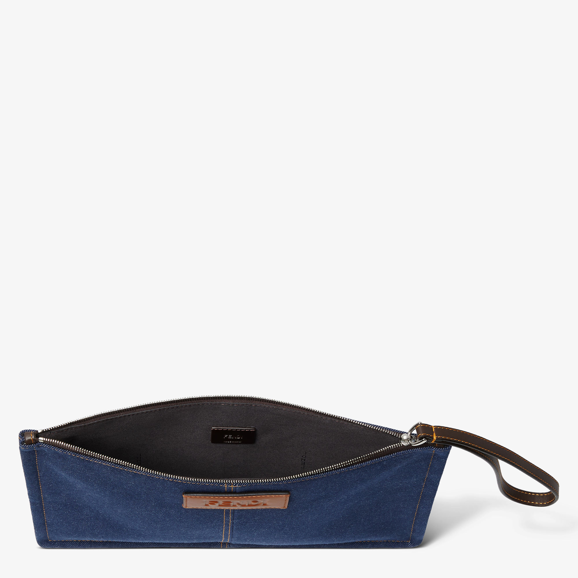 FF Medium Flat Pouch - Blue | FENDI International