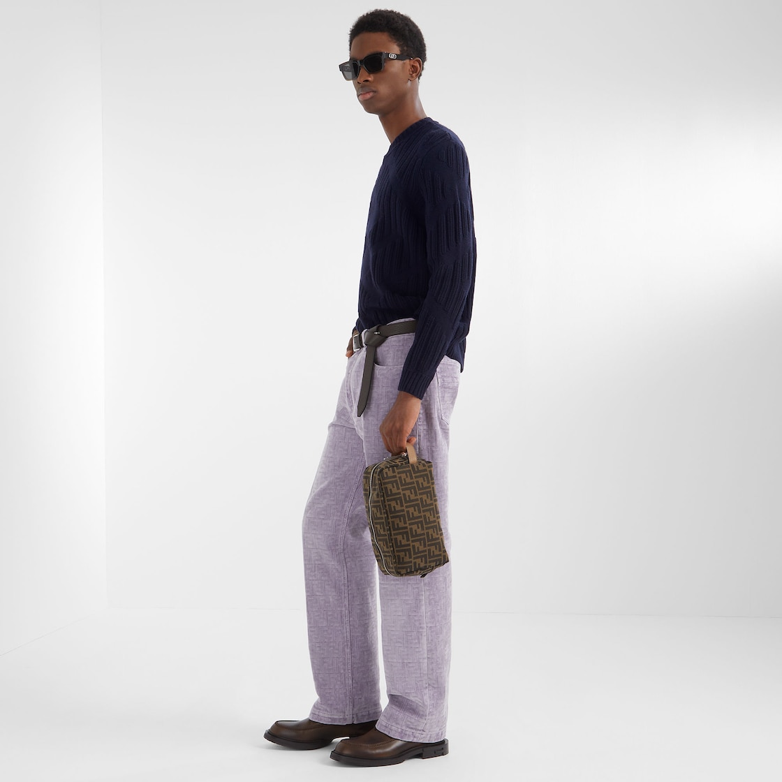 FFポーチ ファブリック ブラウン | Fendi FFポーチ ファブリック ブラウン | Fendi