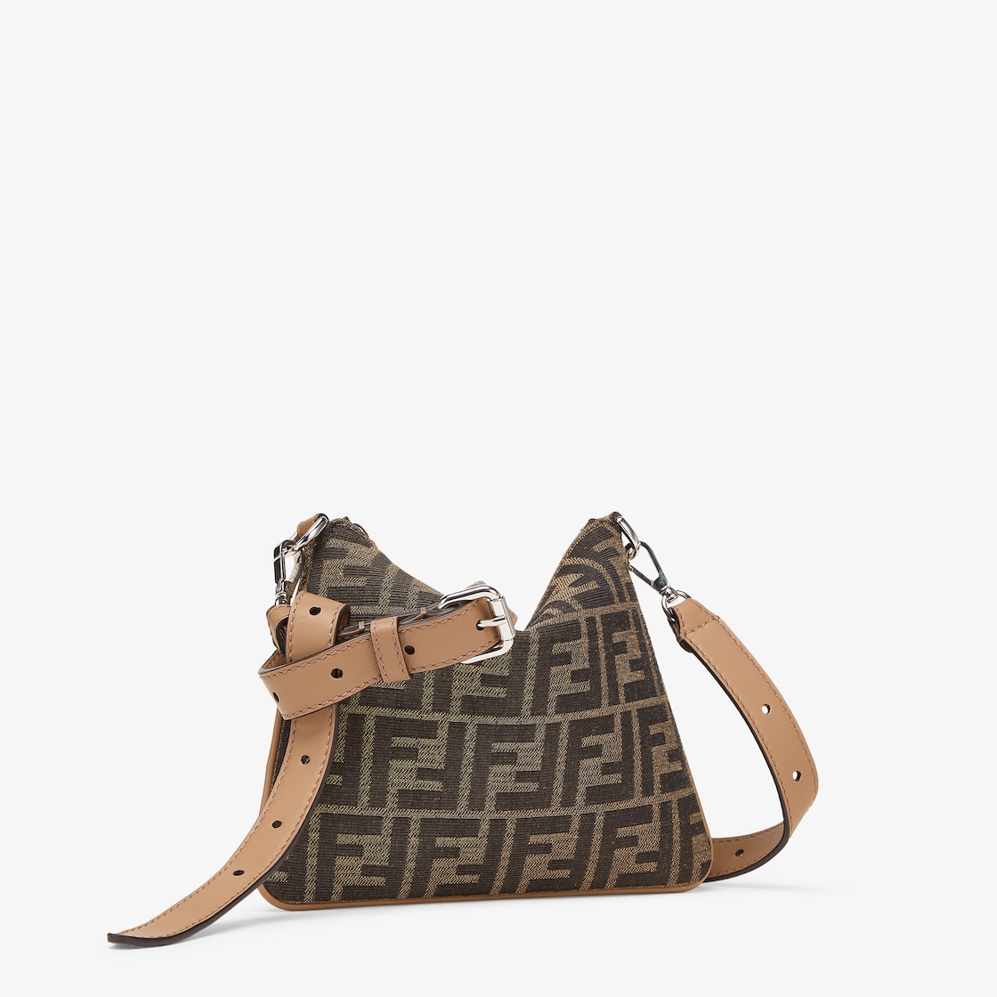 After Bag Mini FF - Brown FF jacquard phone pouch | Fendi