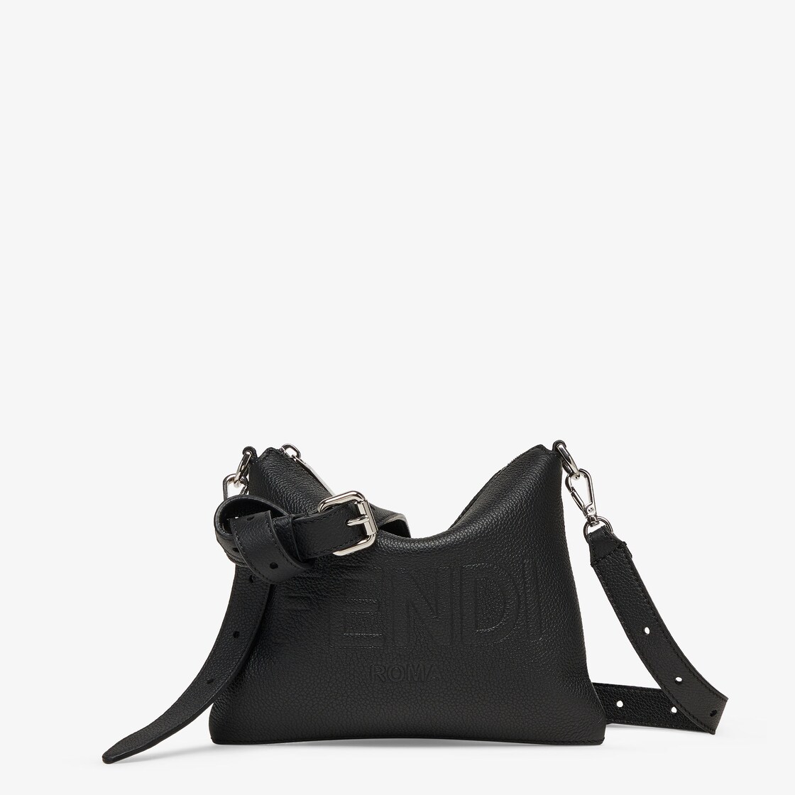 Fendi Roma Leather After Bag Mini - Black leather phone pouch | Fendi