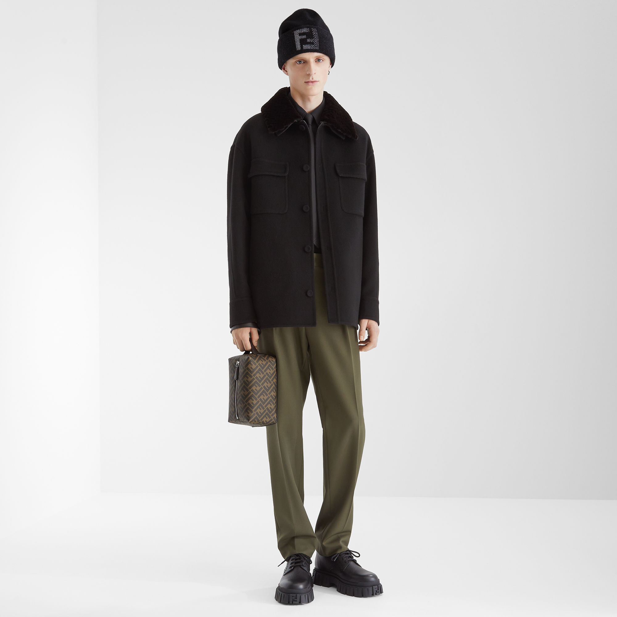 FFポーチ ファブリック ブラウン | Fendi FFポーチ ファブリック ブラウン | Fendi