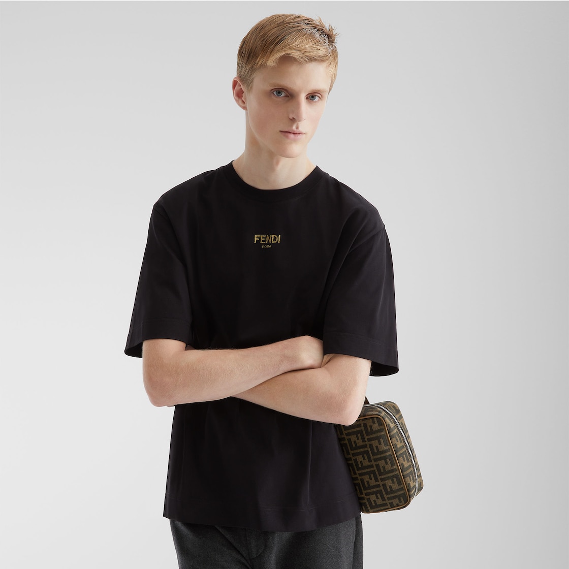 スモール FFジャカード ポーチ ファブリック ブラウン | Fendi スモール FFジャカード ポーチ ファブリック ブラウン | Fendi
