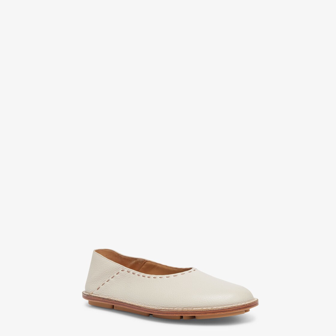 Fendi Flat Slippers Beige leather slip-ons White - Image 4/8