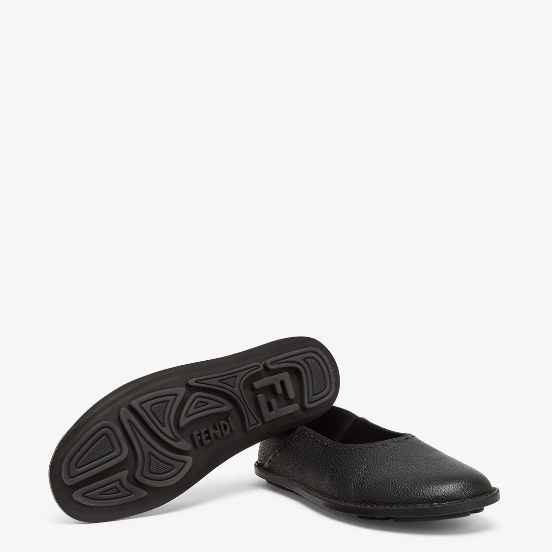 Fendi Flat Slippers Black leather slip-ons Black - Image 7/8