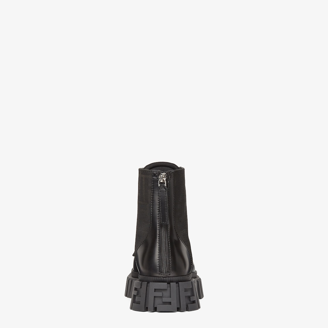 Fendi Force Biker Boots Black leather and brown FF jacquard biker boots Black - Image 3/5