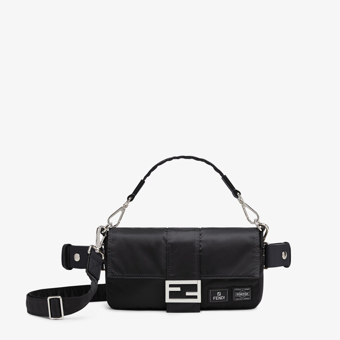 Fendi and Porter Baguette - Black nylon bag | Fendi