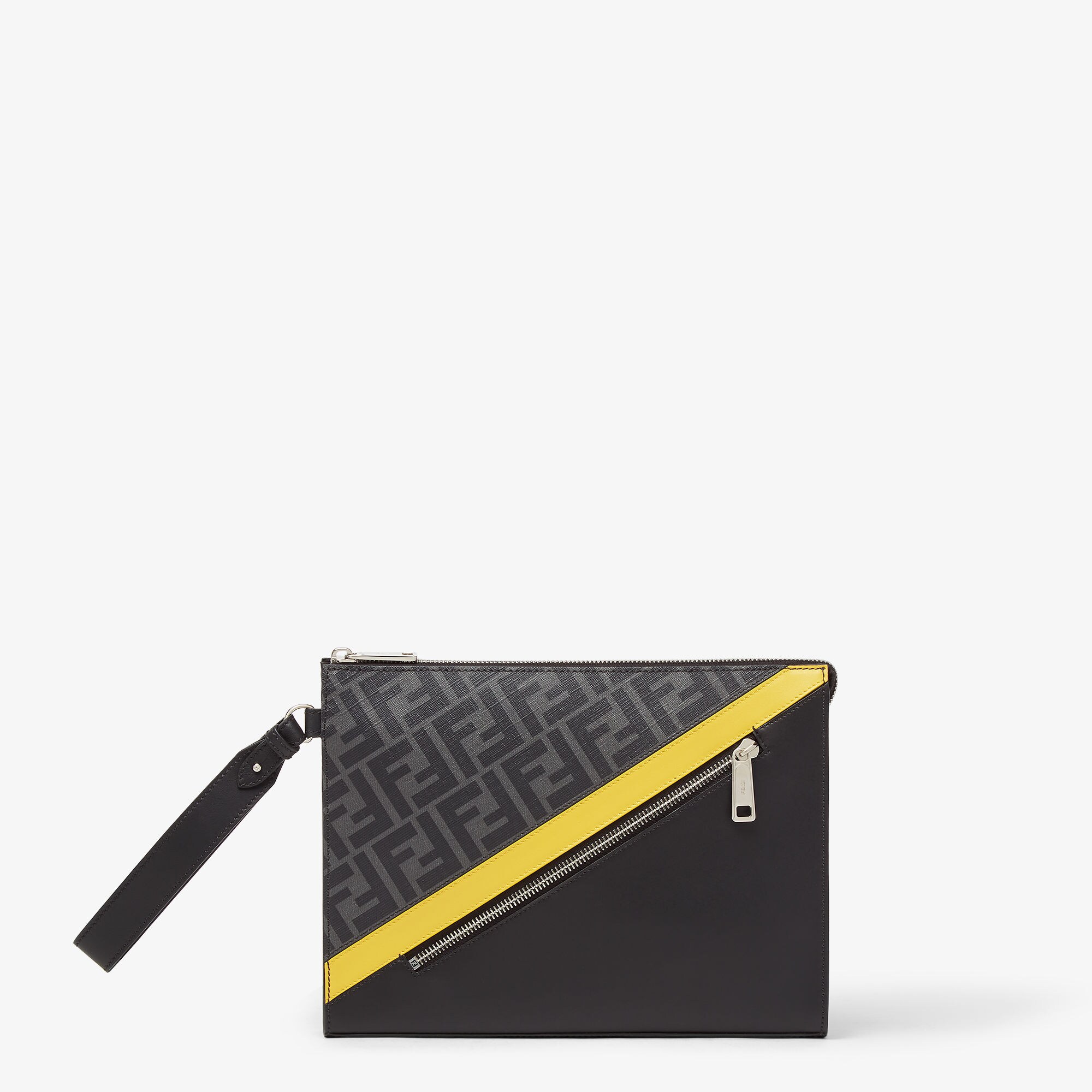 Fendi Diagonal Clutch - Grey fabric pouch | Fendi