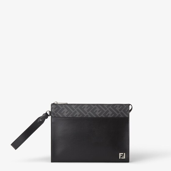 Fendi Ff Squared Clutch In Black