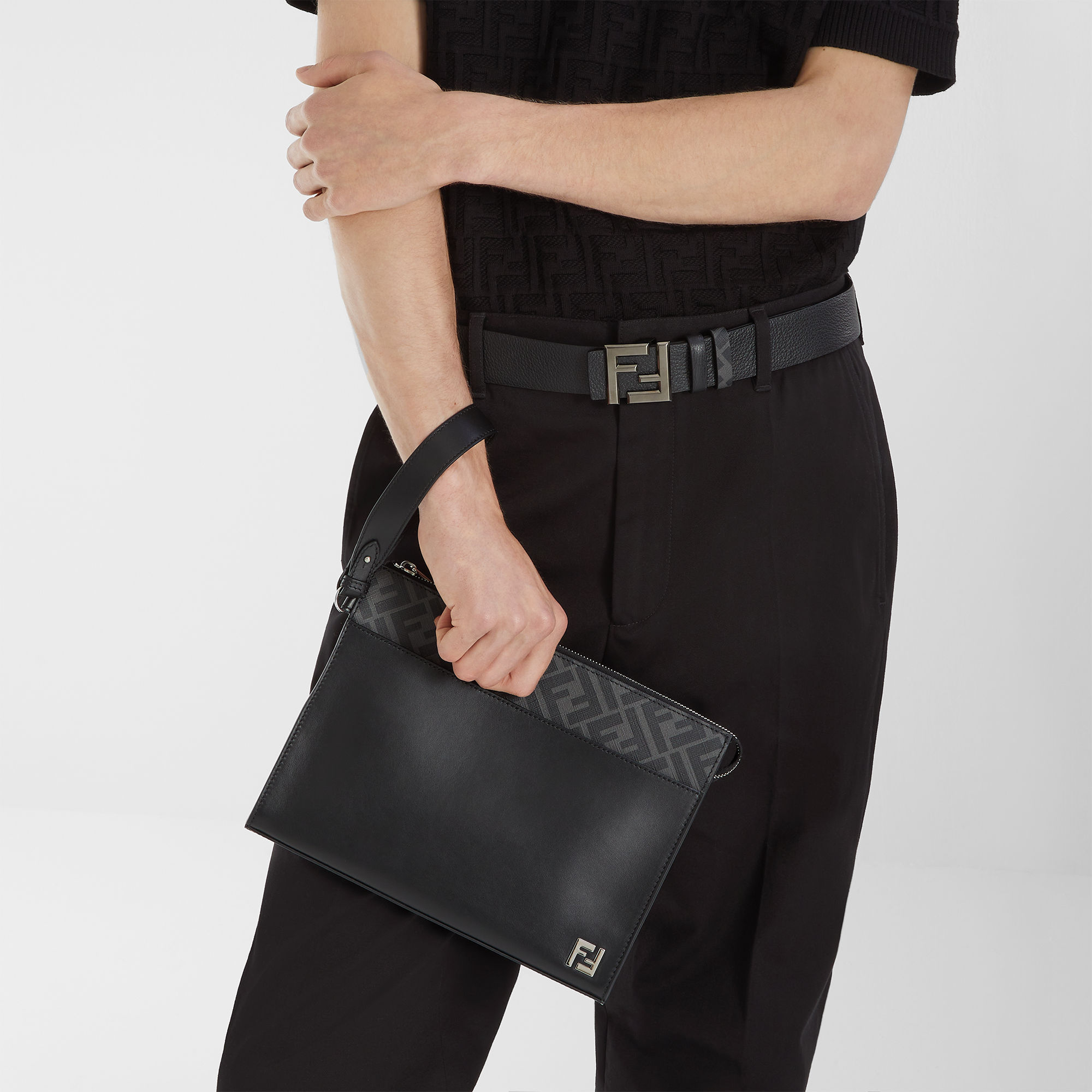 FF Squared Clutch Fabric Black | Fendi