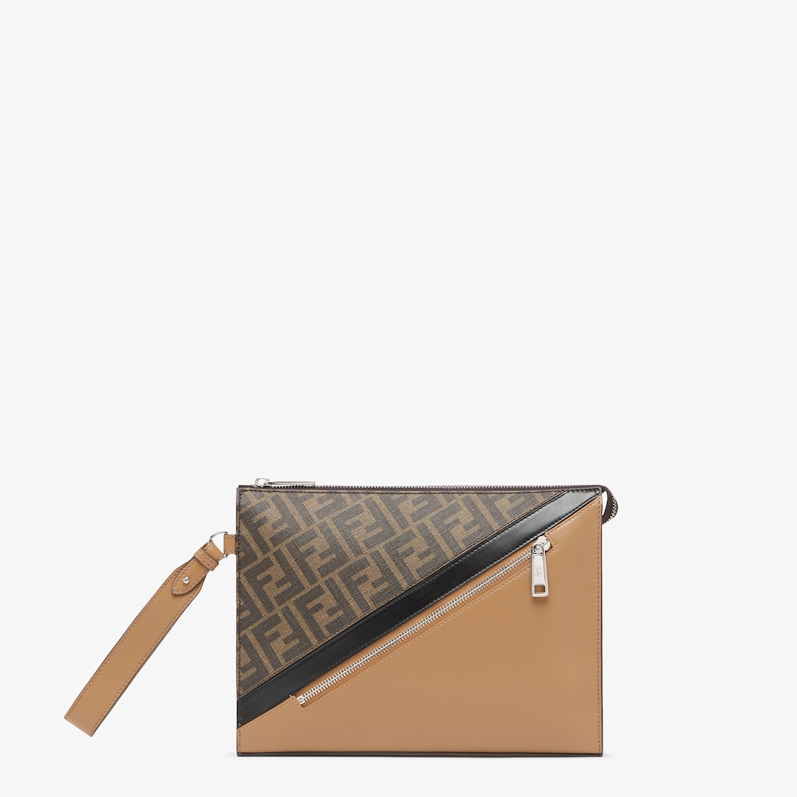 Fendi Diagonal Clutch - Multicolour leather pouch