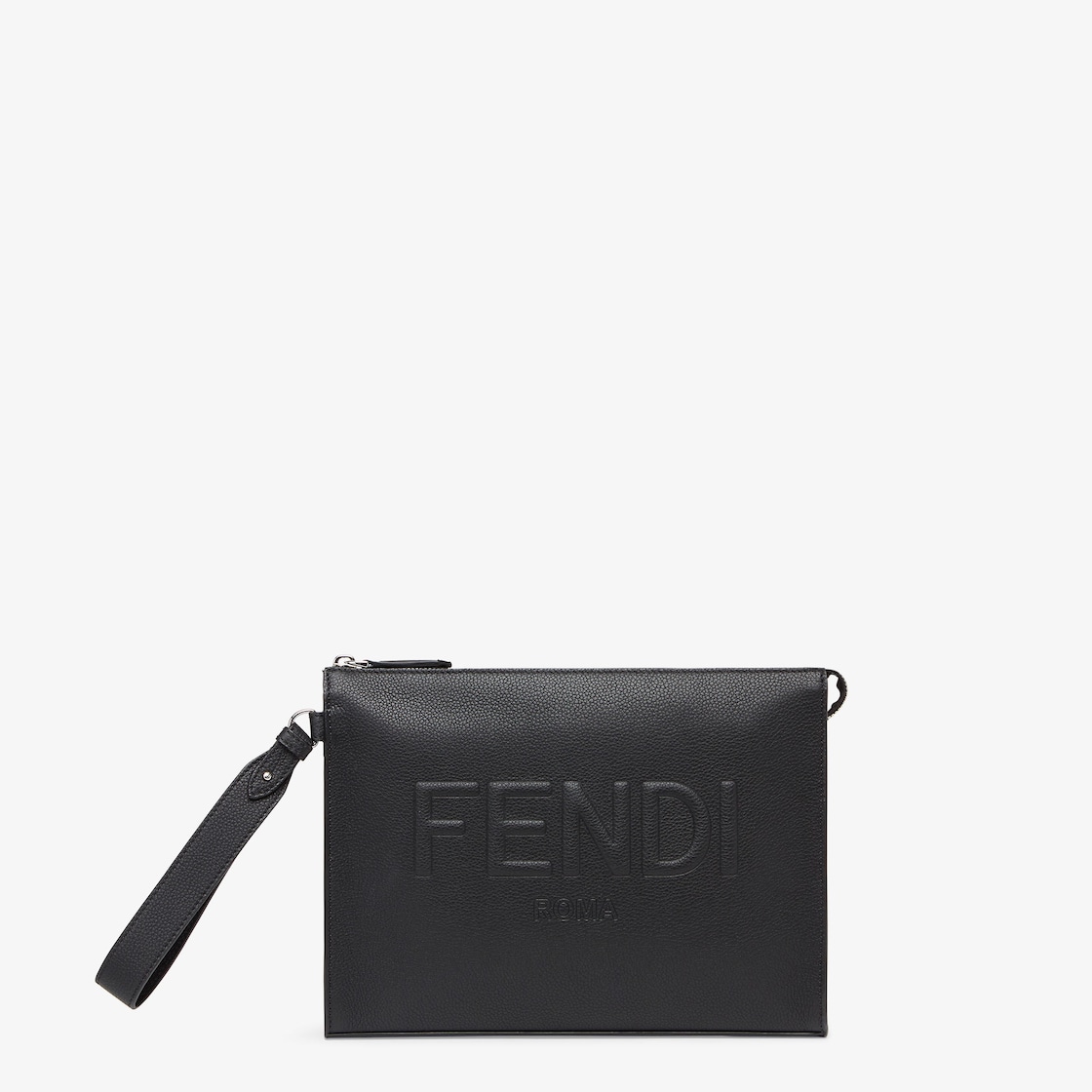 FENDI ROMAクラッチバッグ - ブラックレザー ポーチ | Fendi