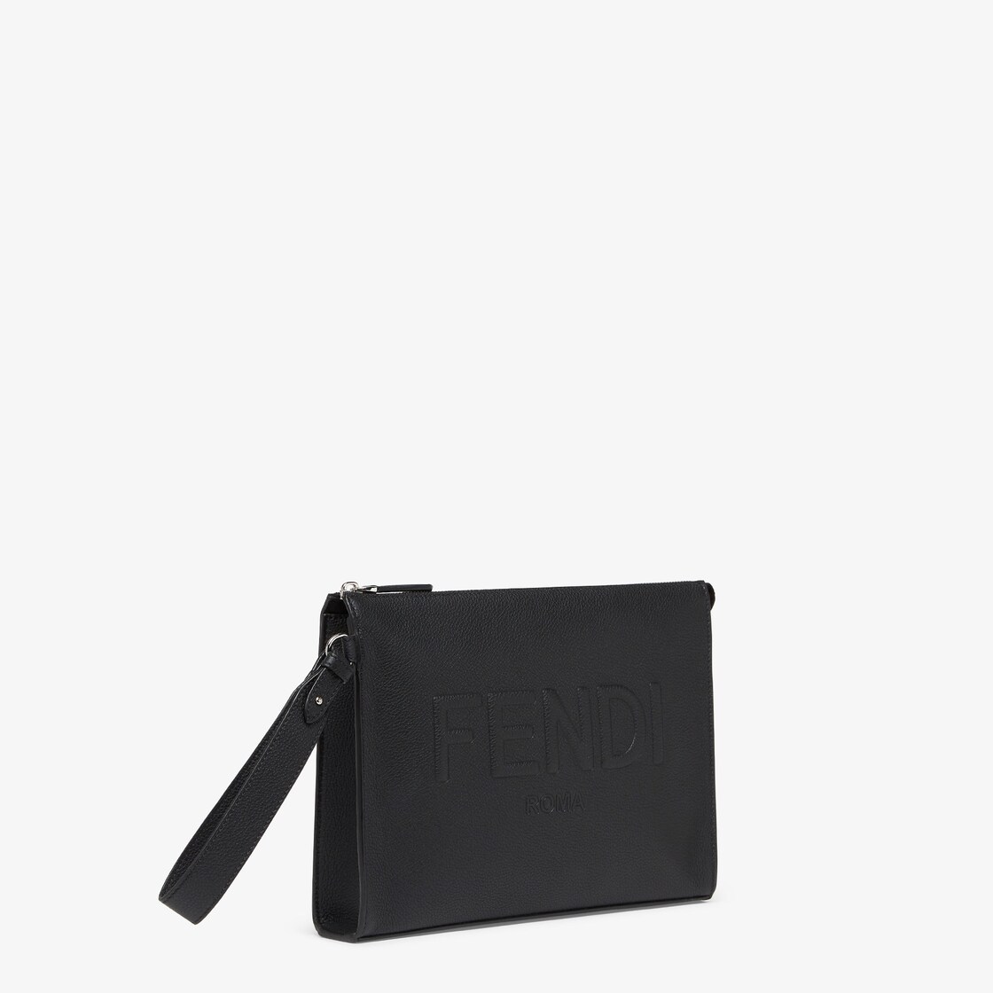 Fendi black hotsell leather clutch