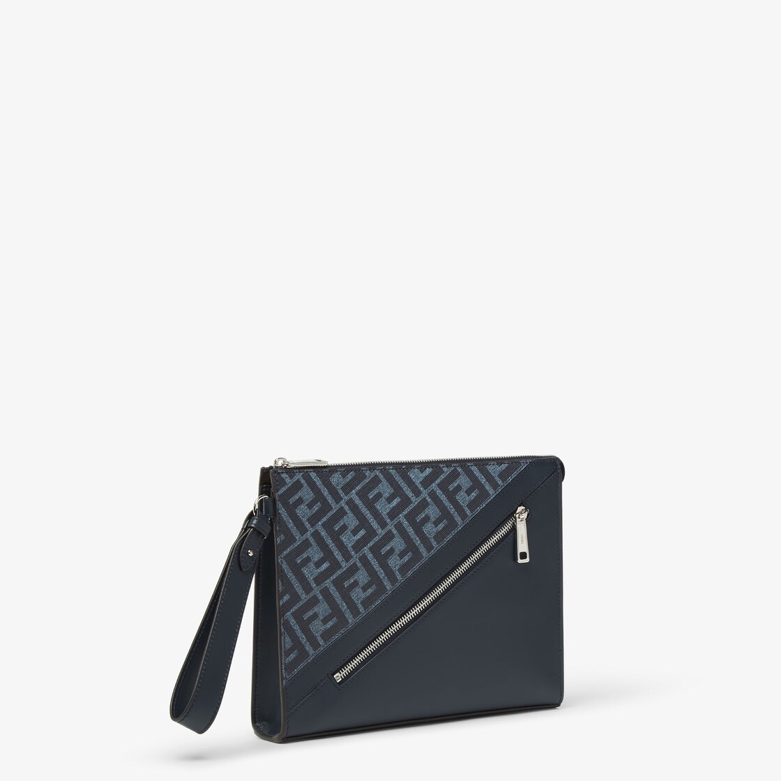 Fendi Diagonal Flat Pouch Fabric Blue - Image 2/6