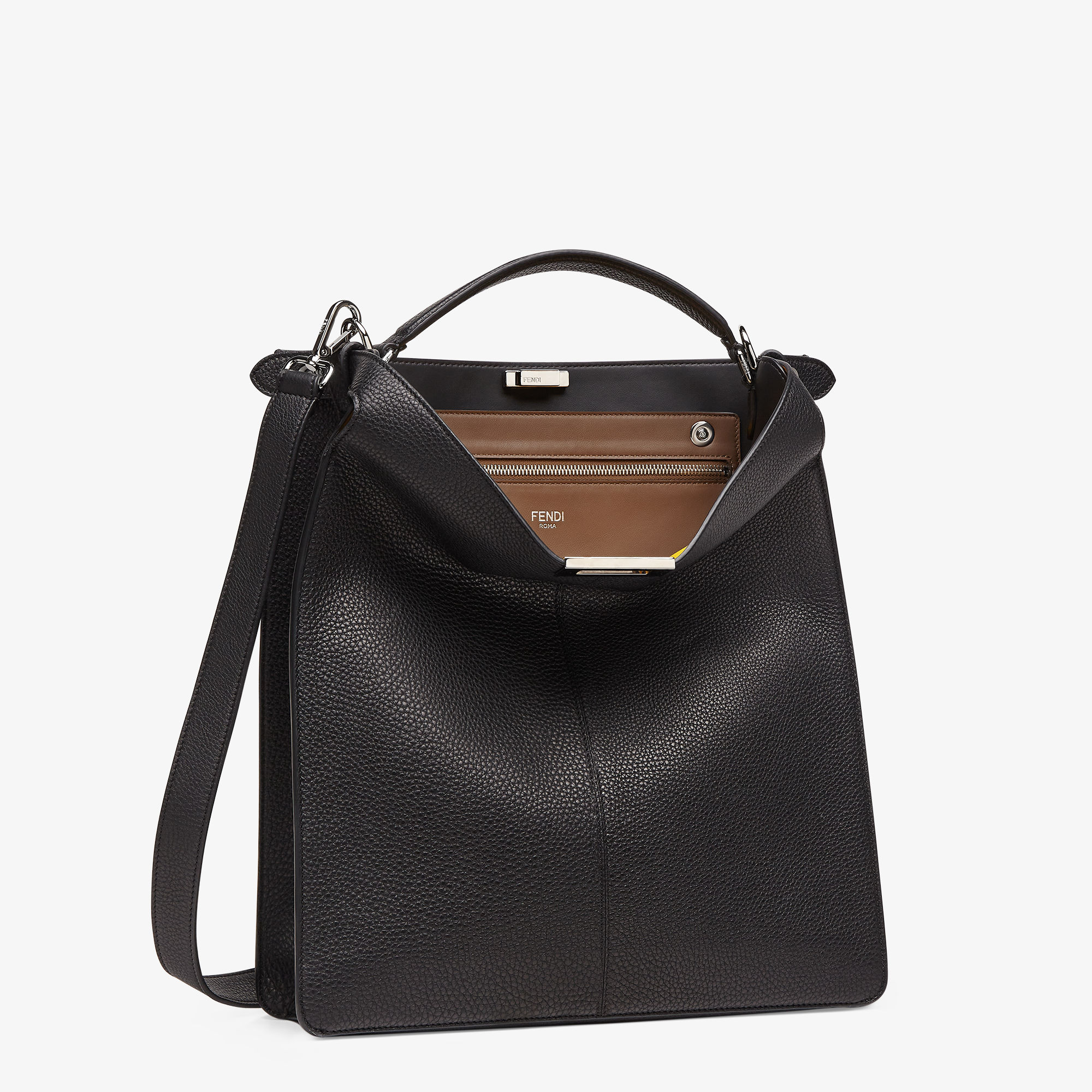 Peekaboo X Lite Large Black leather bag Fendi