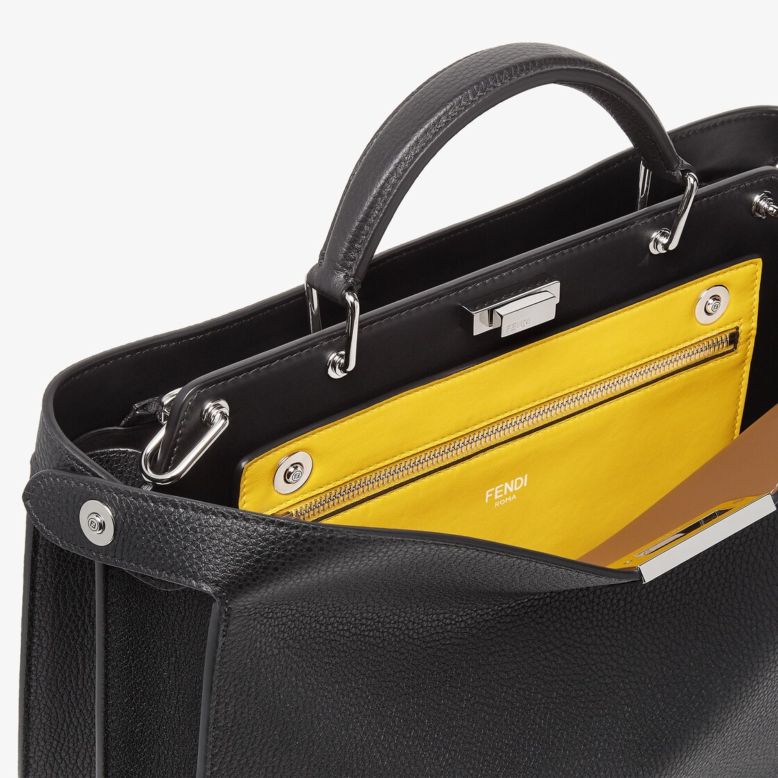 FENDI 手袋 Peekaboo ISeeU中号手袋-黑色皮革手袋-男士手袋-FENDI芬迪中国官网