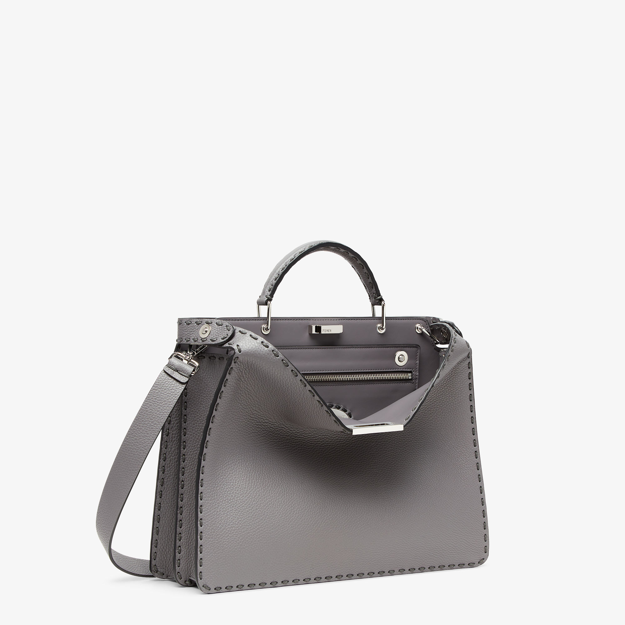 【2025春夏新作】 Peekaboo ISeeU Medium Selleria Cuoio Romano leather Gray | Fendi パンツ