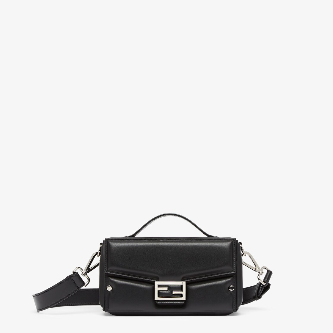 芬迪FENDI Baguette Soft Trunk手袋 黑色带夹层纳帕皮革手袋