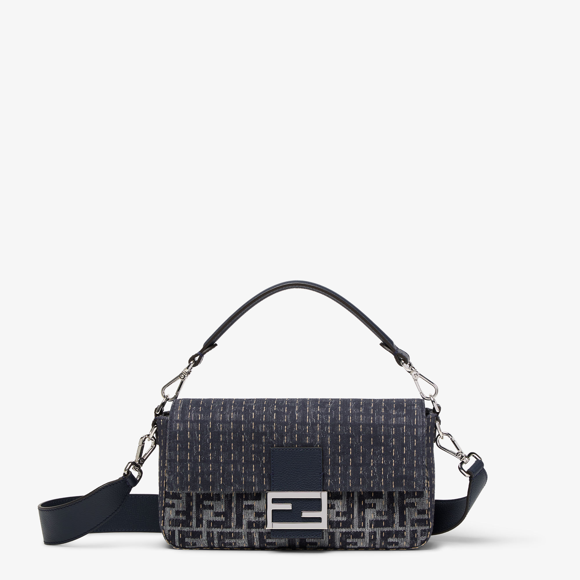 一点豪華主義【FENDI 】FFファブリック バッグ ブルー ダブルバゲット ファブリック ブルー | Fendi