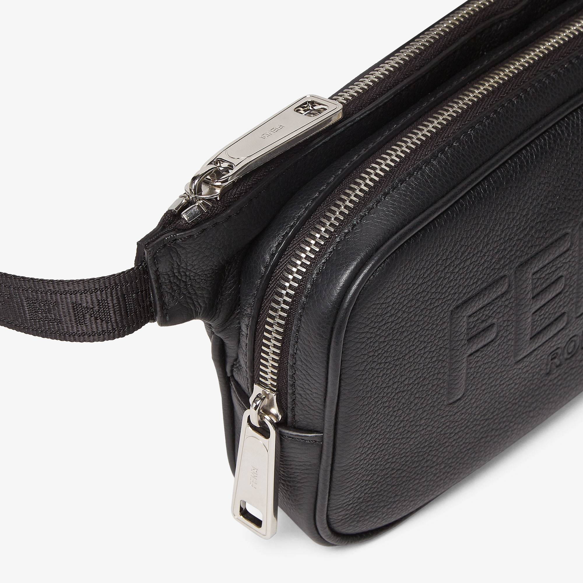 Fendi Roma Leather Belt Bag Black leather belt bag Fendi